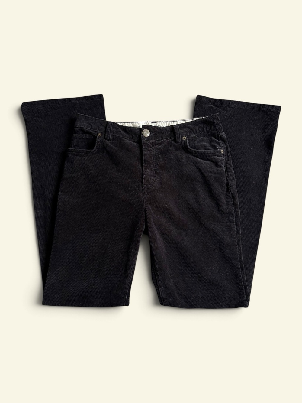 Lands End Corduroy Pants Women's 8 Black Bootcut Fine Wale Stretch Cords Casual